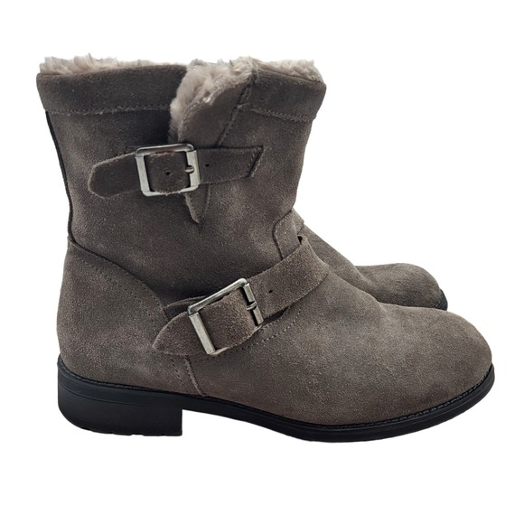 Bjorndal Vail Ankle Boots Womens Size 9.5 Gray Suede Faux Fur Winter Booties - Picture 1 of 15